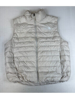 The North Face Men L Down Puffer Vest Off-White 550 Fill Goose Down